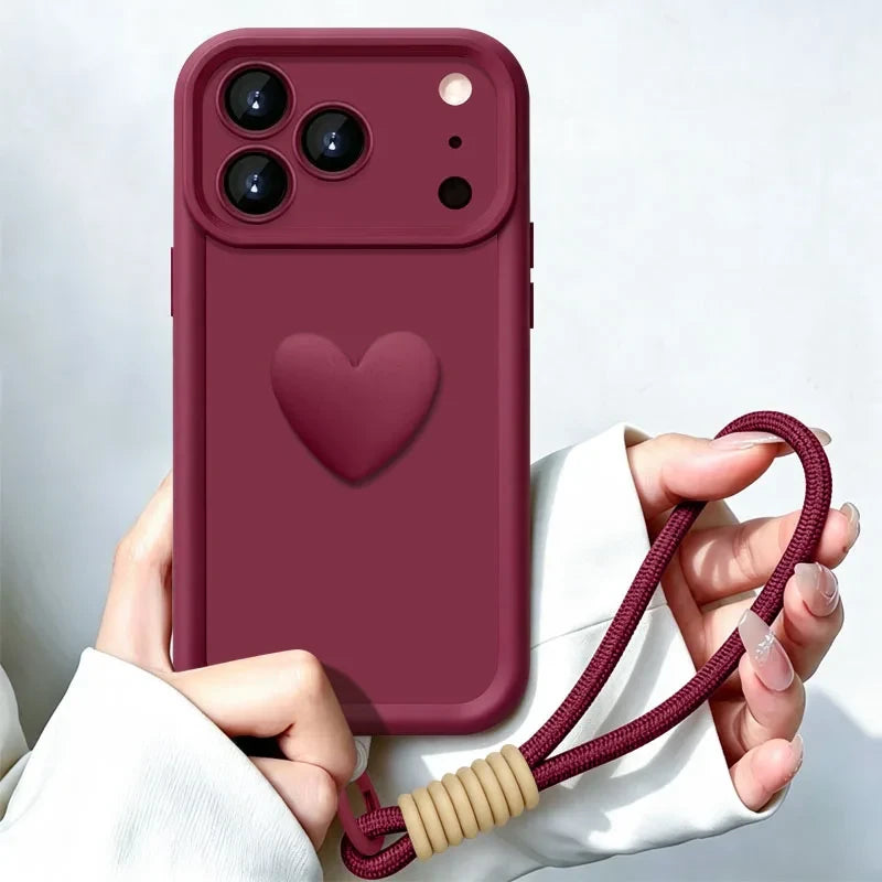 Heart Phone Case With Wrist Strap