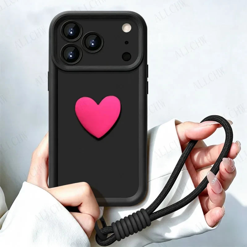 Heart Phone Case With Wrist Strap