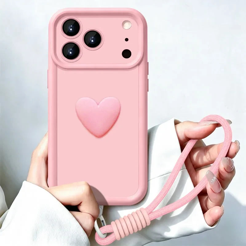 Heart Phone Case With Wrist Strap