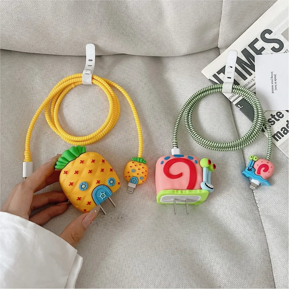 Kawaii Cartoon Charger Cable Protector Set