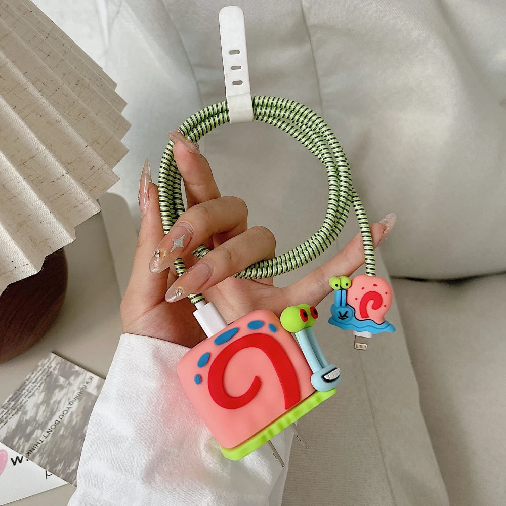 Kawaii Cartoon Charger Cable Protector Set