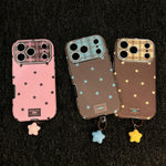 Retro Star Plating Leather Phone Case With Pendant